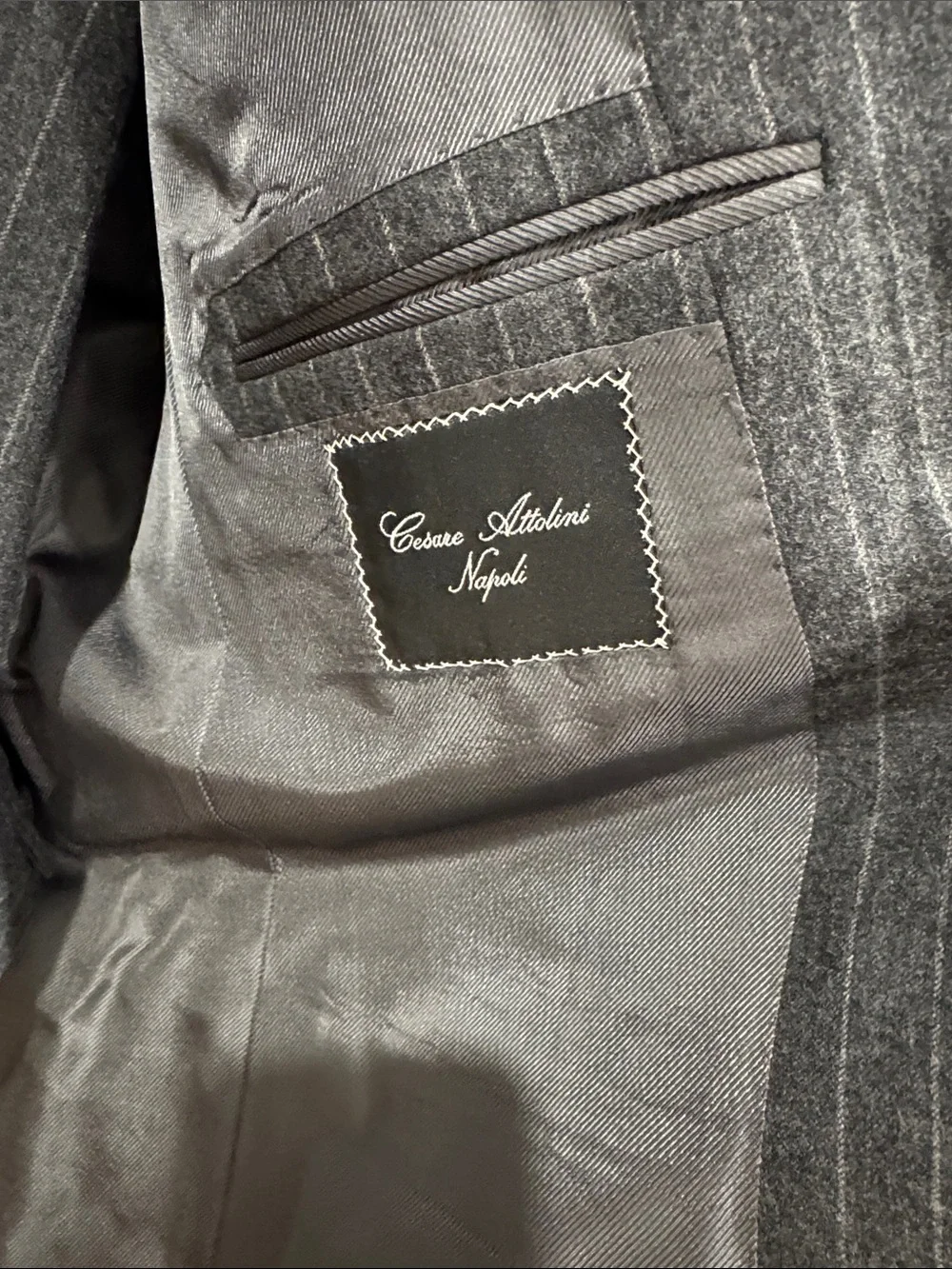 Cesare Attolini charcoal pinstripe